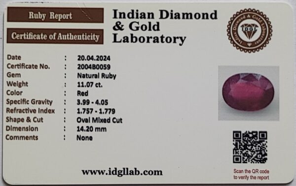 11.07ct ruby