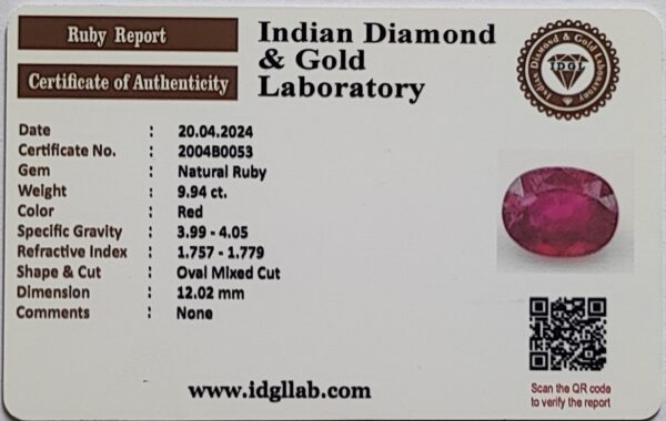 9.94 ct ruby