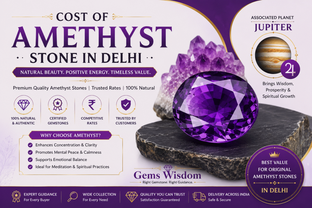 Cost of Amethyst Stone in Delhi - Gems Wisdom