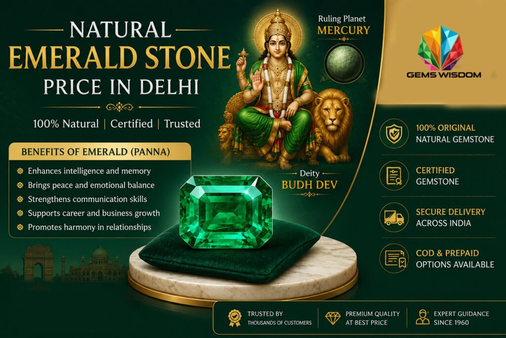Natural Emerald Stone Price in Delhi - Gems Wisdom