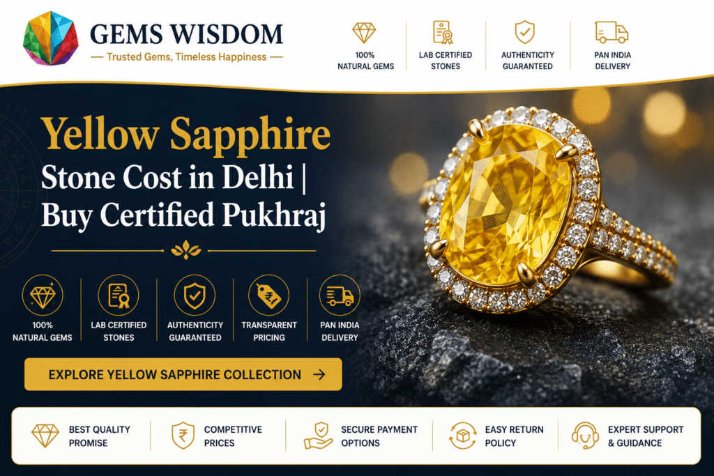 Yellow Sapphire Stone Cost in Delhi - Buy Certified Pukhraj - Gems Wisdom